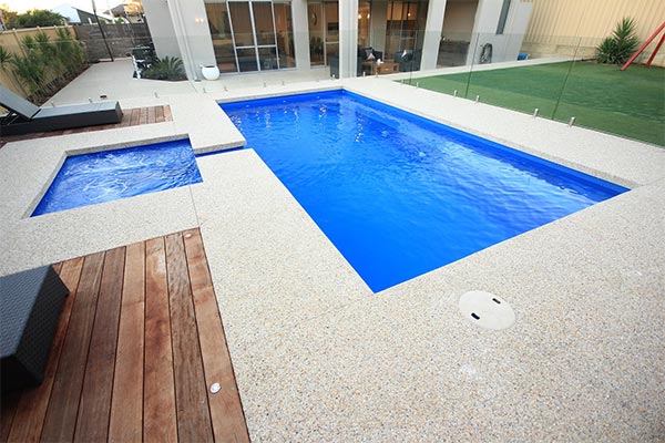 Palazzo fiberglass pool model with modern rectangular pool design